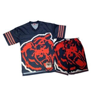 Chicago Bears Outfit Boys Size M 10/12 Big Face Mesh Shirt Shorts and T-Shirt
